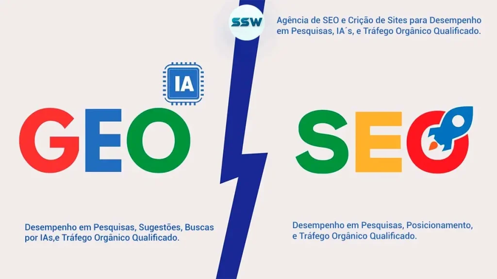 SEO e GEO para Desempenho em Pesquisas e Como Aparecer nas Buscas por IAs. - SSW Agência de SEO e Criação de Sites em Blumenau/SC. SEO e GEO para Desempenho em Pesquisas e Como Aparecer nas Buscas por IAs. - SSW Agência de SEO e Criação de Sites em Blumenau/SC.